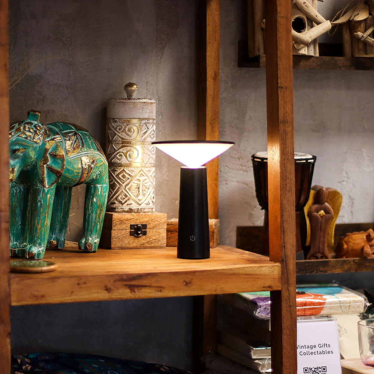 Touch Lamp - Black Mushroom- adjustable - pattern light USB (C) - Rechargable  (2000 Watt)