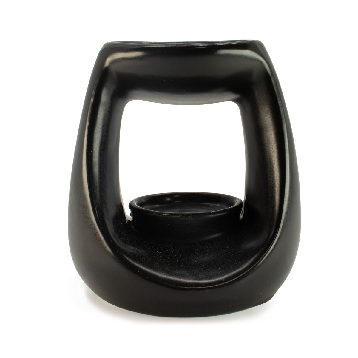 Ceramic Zen Oil Burner - Large Oval Pebble  - Matt Black
