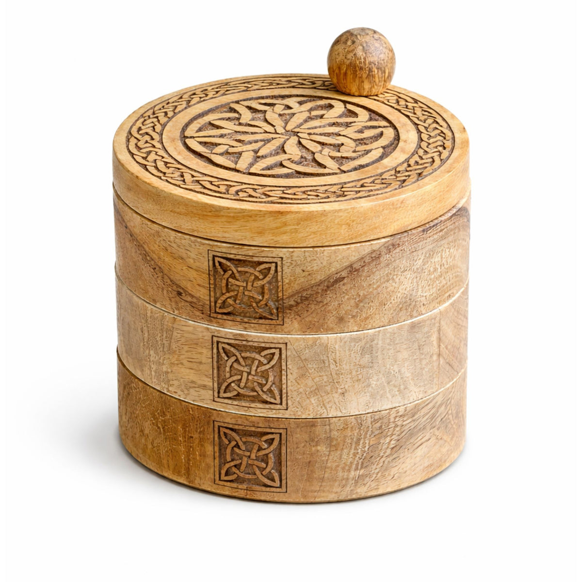 Celtic Carved 3 Tier Revolving Box