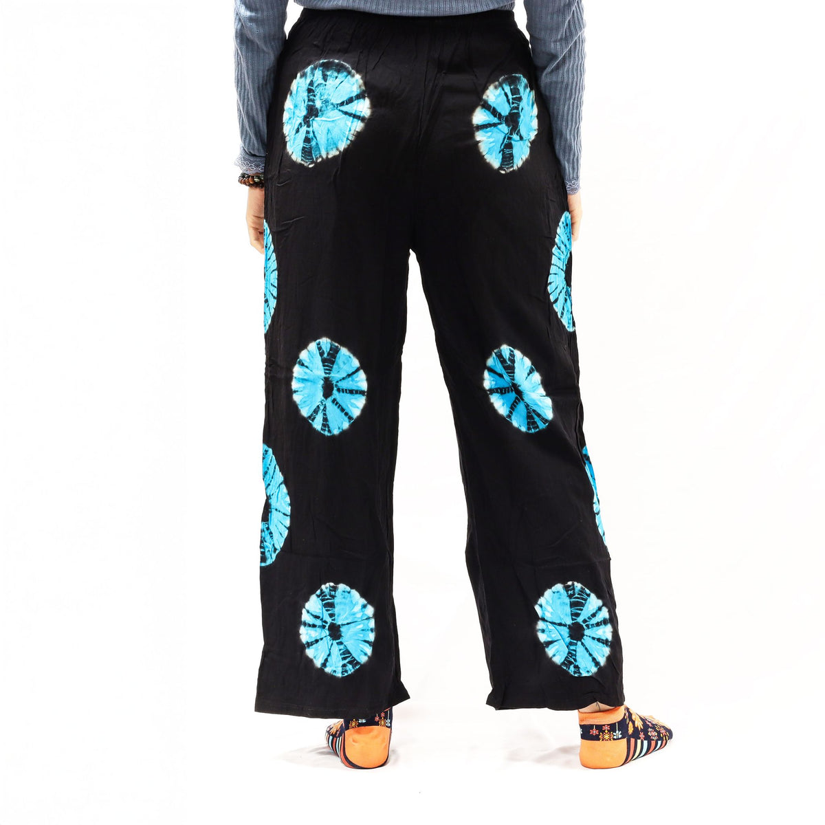 Japanese Style Lounge Pants - Black & Blue - L