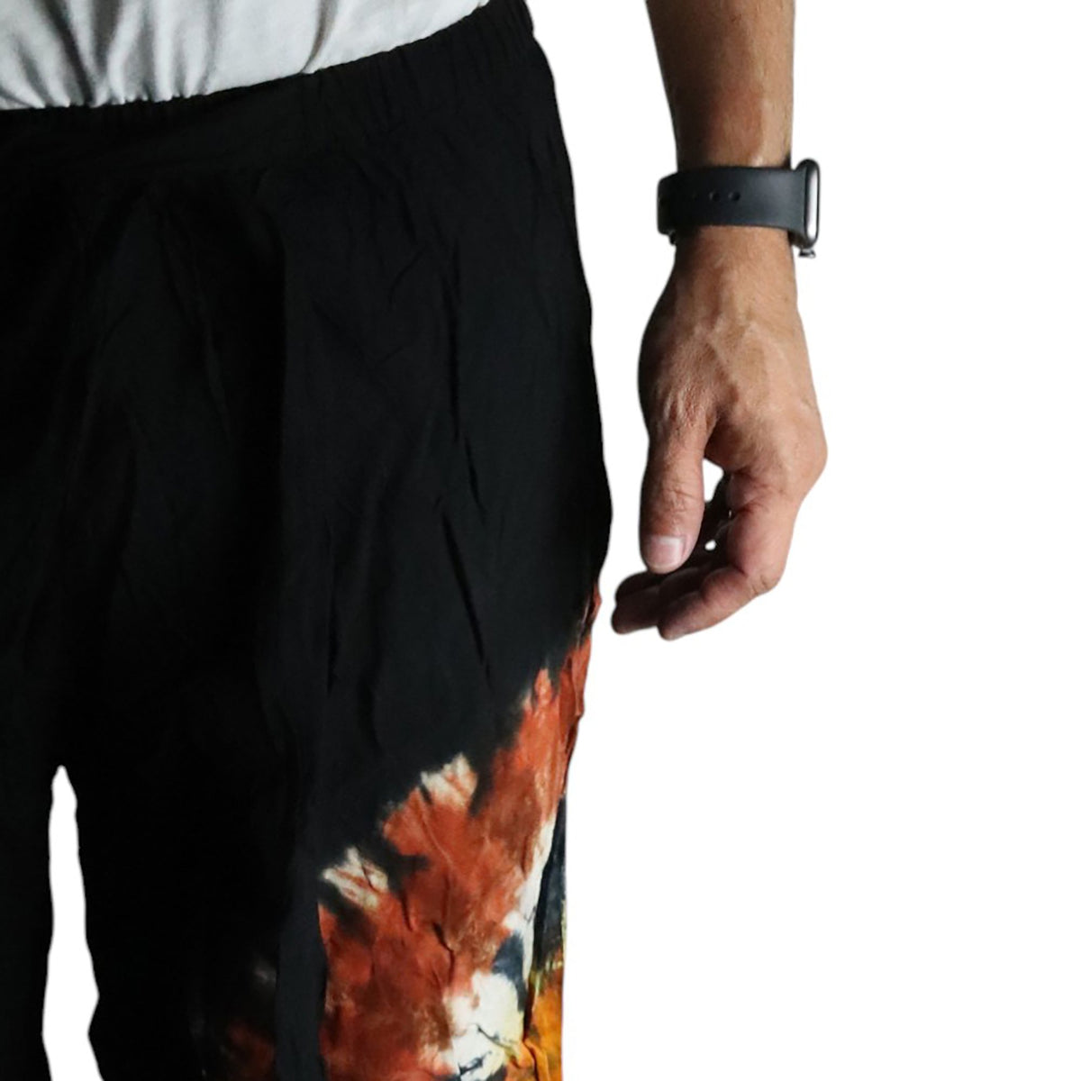 Japanese Style Lounge Pants - Black Chocolate & Orange - L