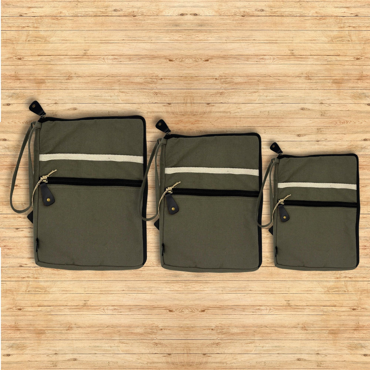 Canvas Large Laptop Pouch - Olive