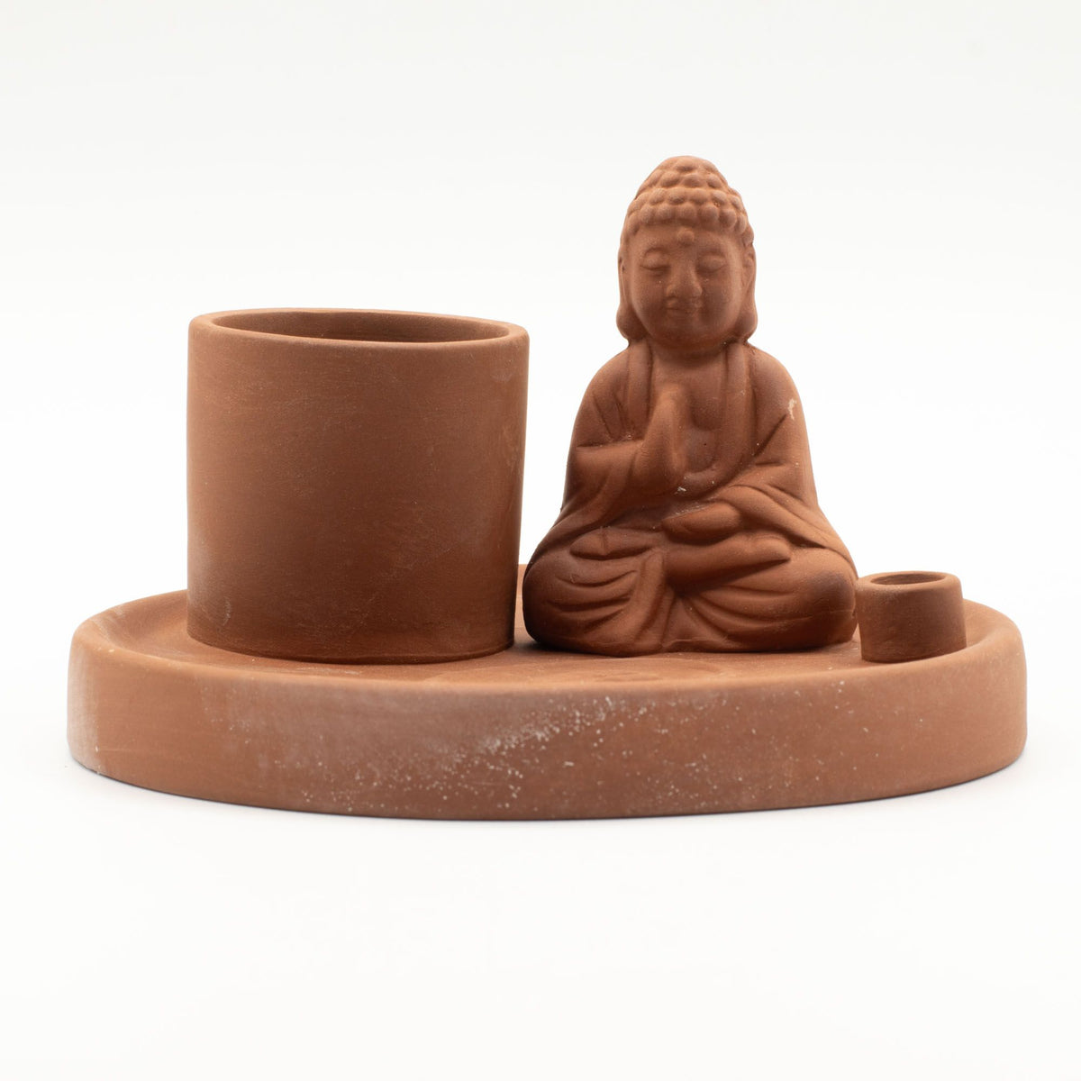 Multi Purpose Buddha Incense Plate - Natural Terracotta Style