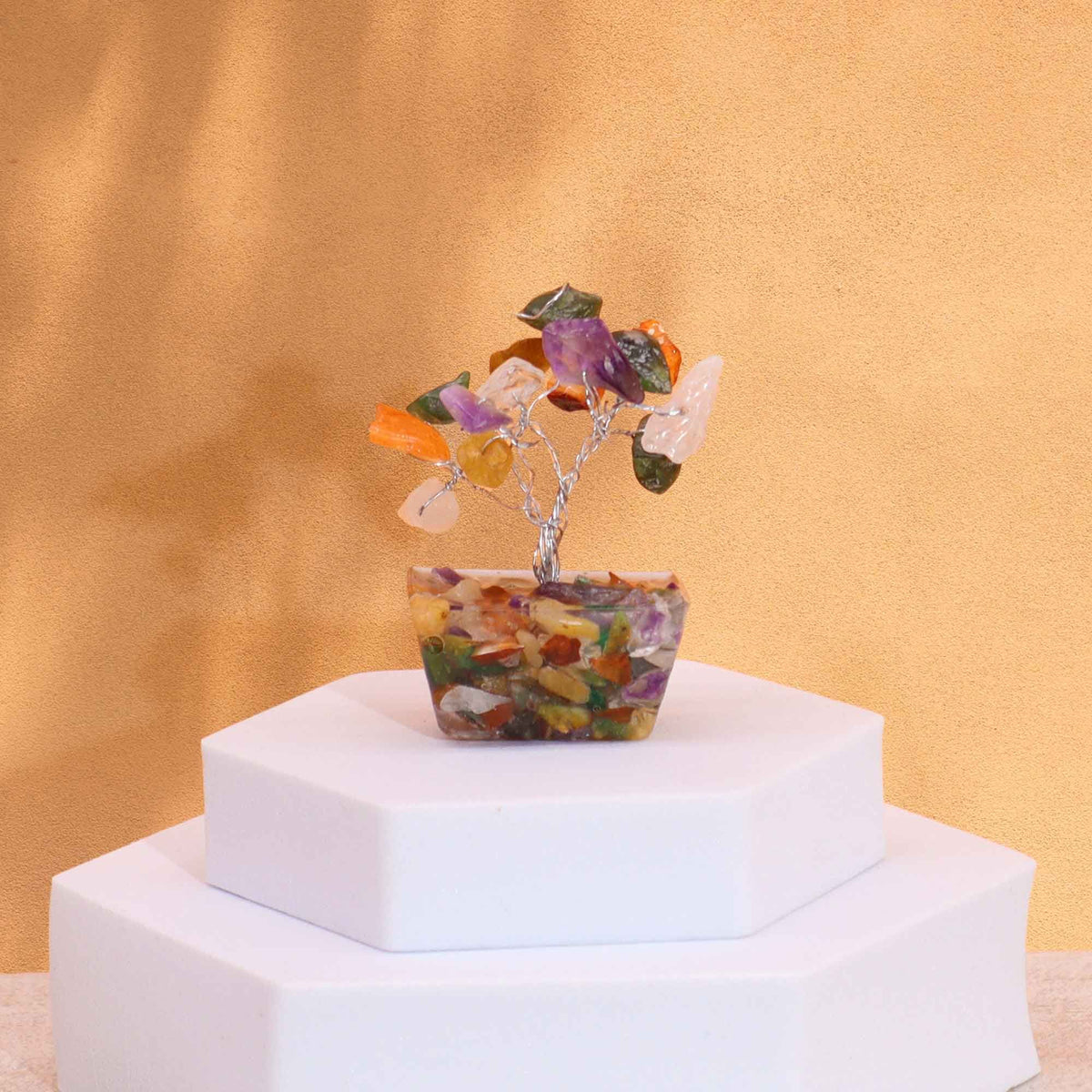 Mini Gemstone Tree on Orgonite Base - Multi Stones (15 stones)
