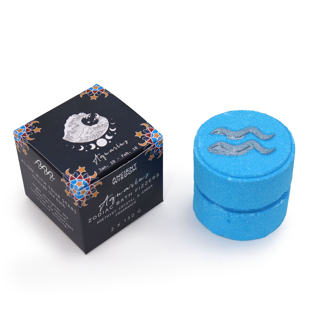 Set of Zodiac Bath Fizzers with Horoscope - Aquarius