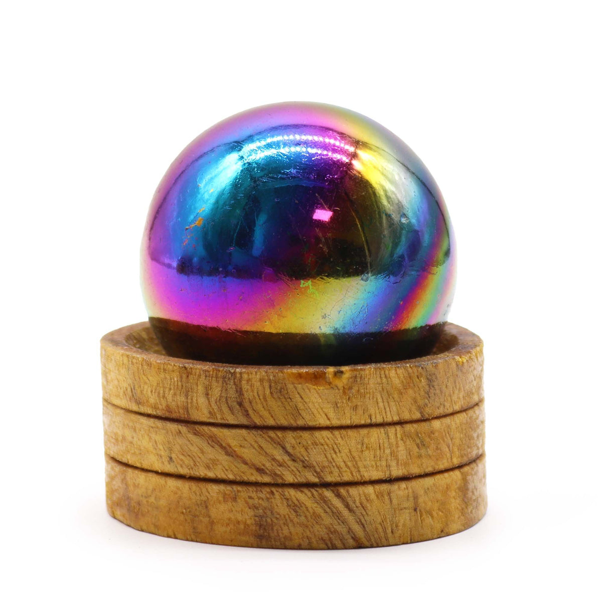 Gemstone Sphere 50mm - Amethyst Aura with Stand