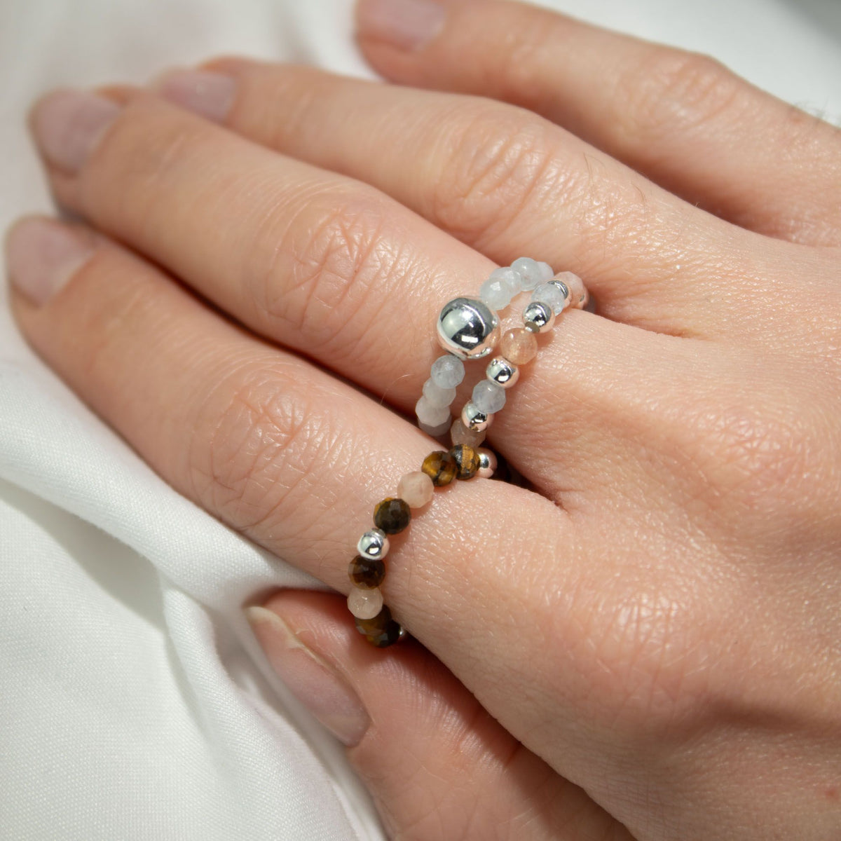 Nymph Spirit Gemstone Ring Set - Sea Sunset