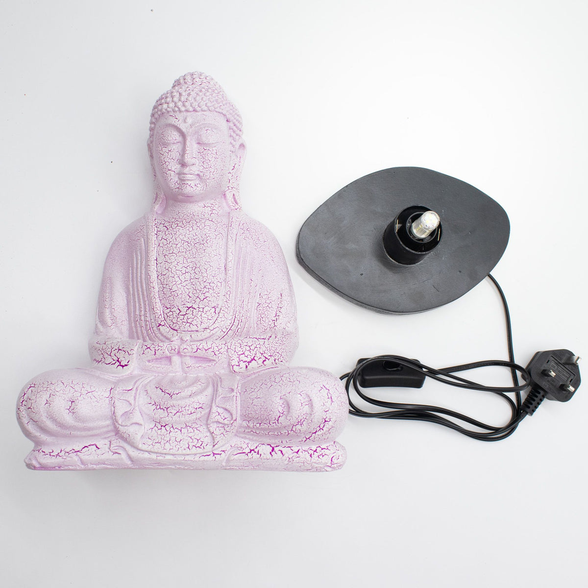 Meditation Buddha Lamp Cherry Crackle - Oval Stand
