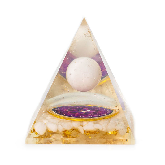 Med Organite Pryamids 7x6cm - Floating Quatz Sphere - Quatz Chunks