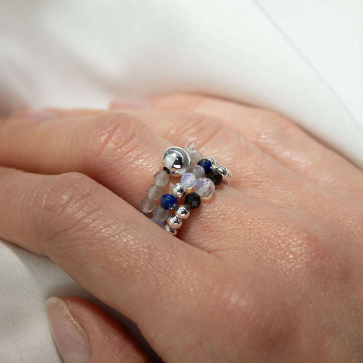 Nymph Spirit Gemstone Ring Set - Northern Lights
