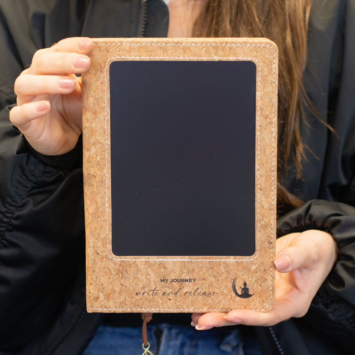 A5 Intention Note Book - LCD Wipe Screen - Cork Leather Effect - 80 Leafs
