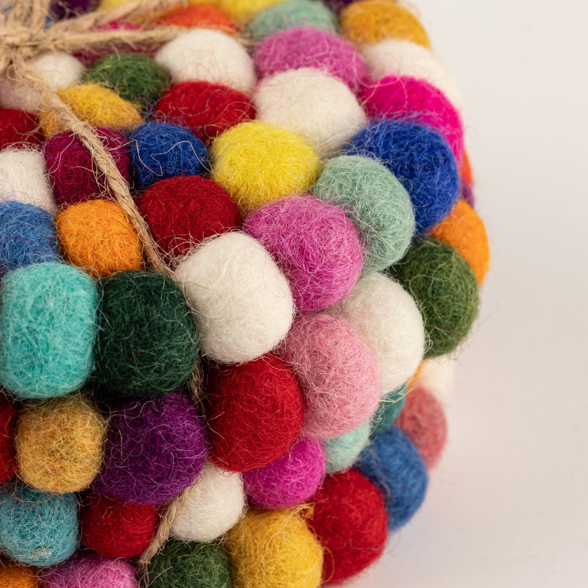 Felt Ball Round Coasters - Multi colour (set of 4)