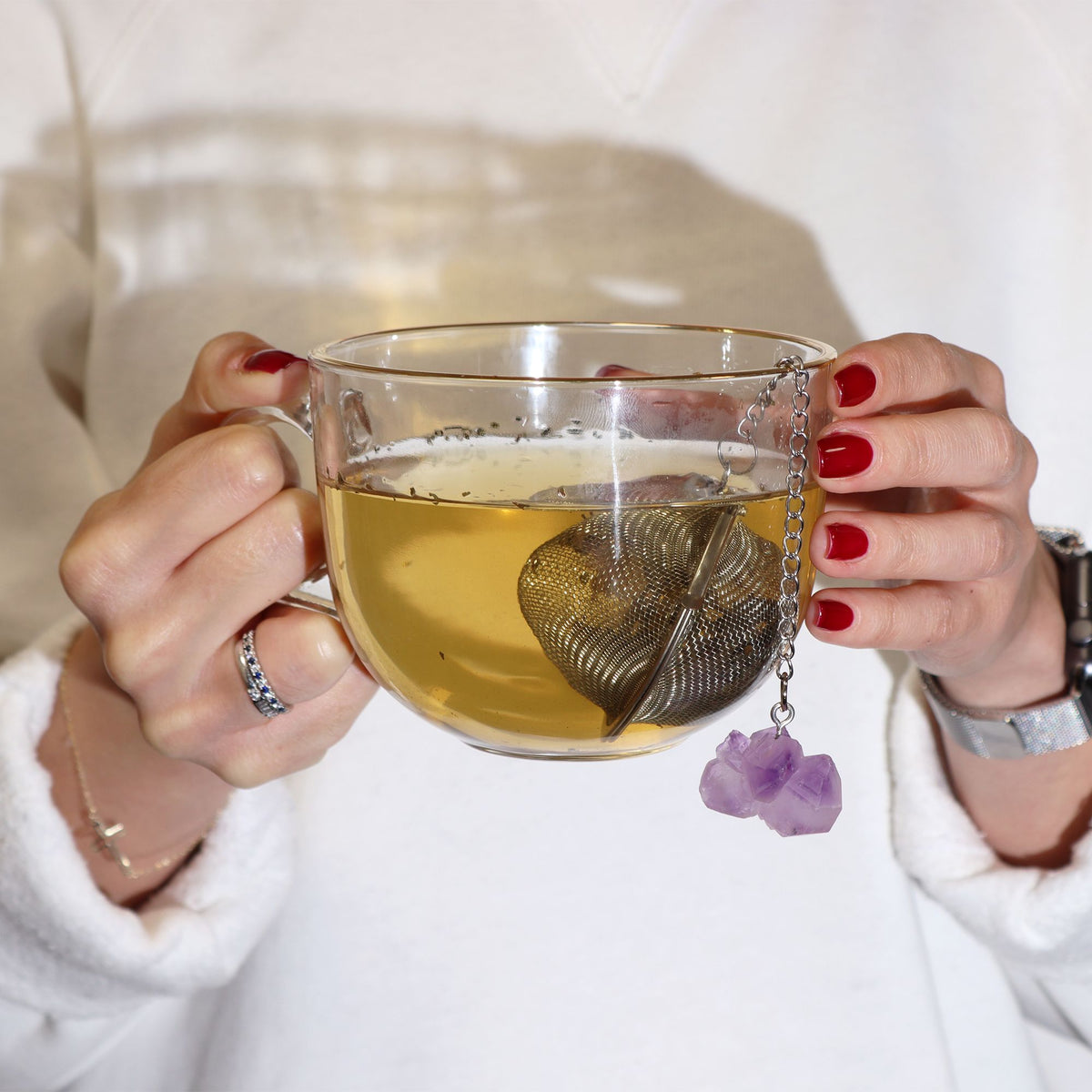 Raw Crystal Gemstone Tea Strainer - Smoky Quartz