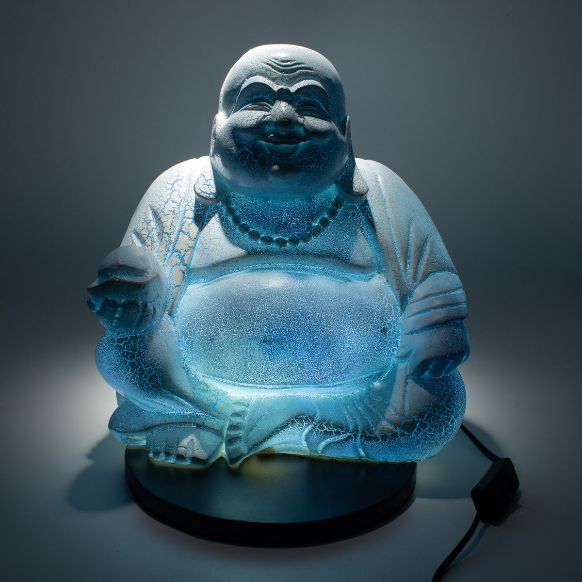 Laughing Buddha Lamp Sky Blue - Round Stand