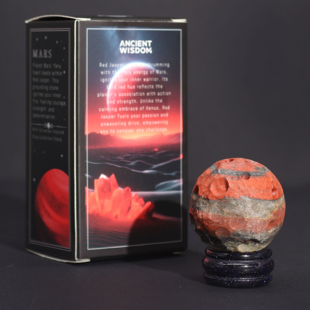 Red Jasper Planet on a Sola Goldstone Stand (MARS)