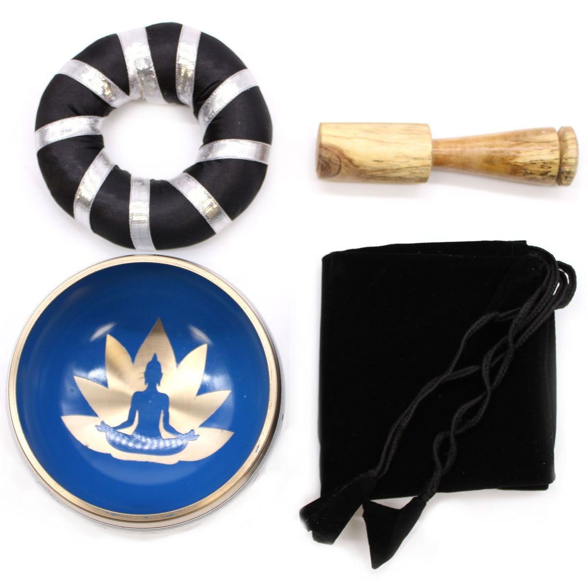 Yoga Moves Singing Bowl Set – White/Blue (10.7cm)