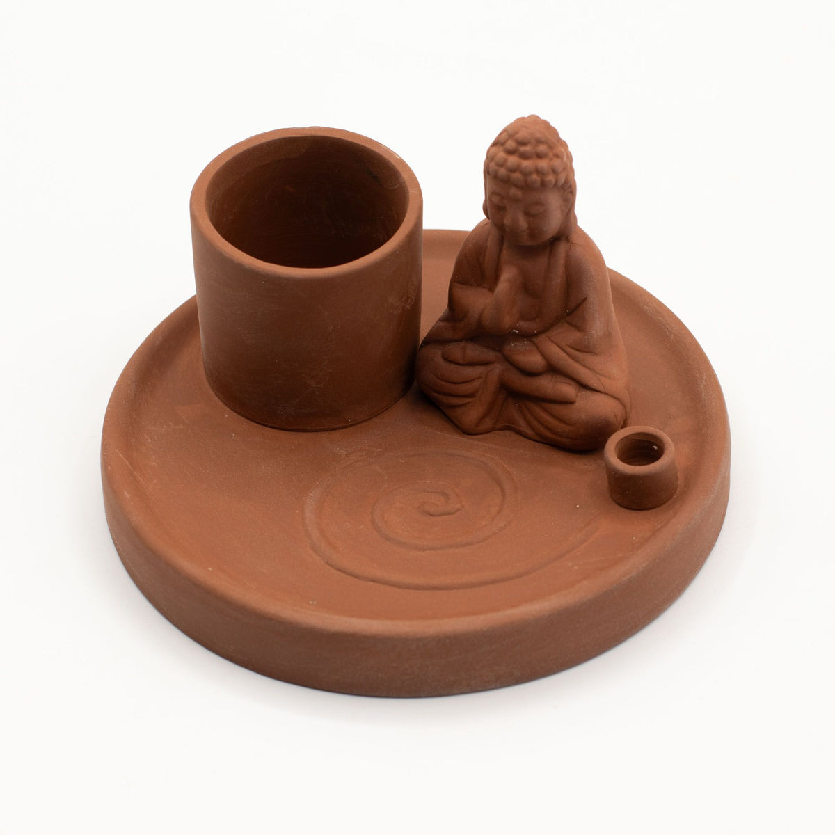 Multi Purpose Buddha Incense Plate - Natural Terracotta Style