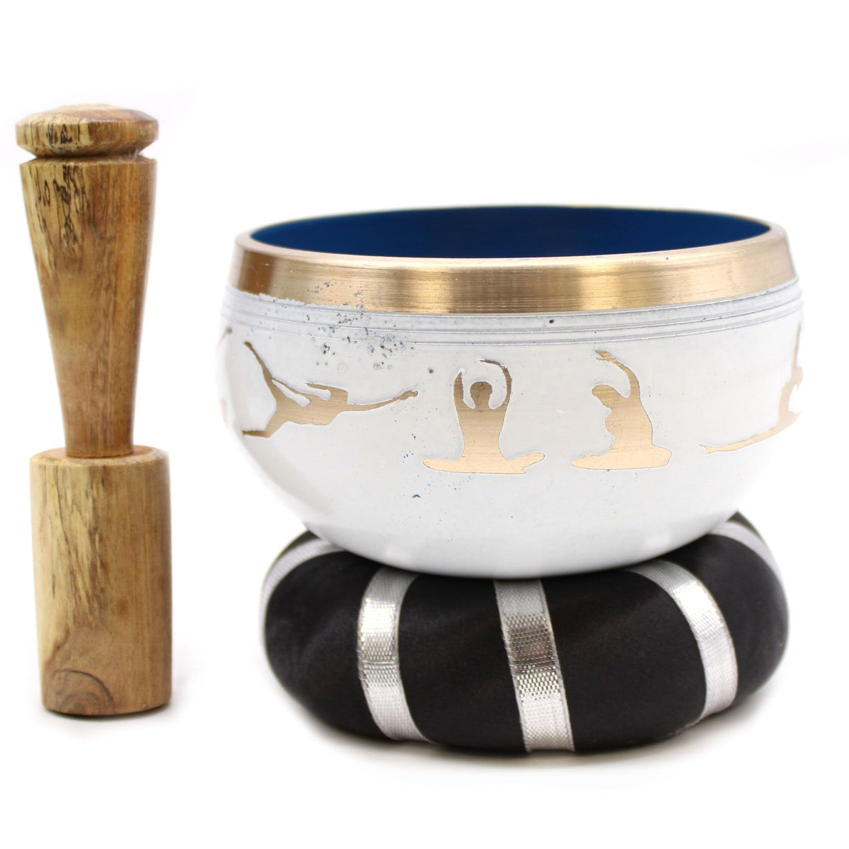 Yoga Moves Singing Bowl Set – White/Blue (10.7cm)