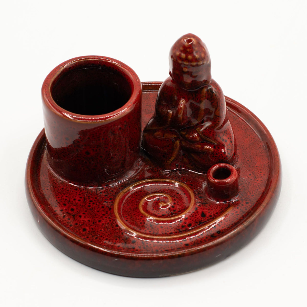 Multi Purpose Buddha Incense Plate - Ceramic Soft Red