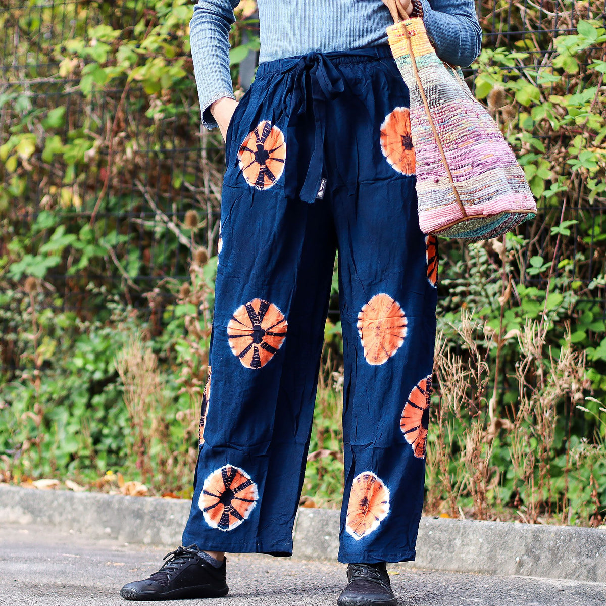 Japanese Style Lounge Pants - Blue & Orange - L