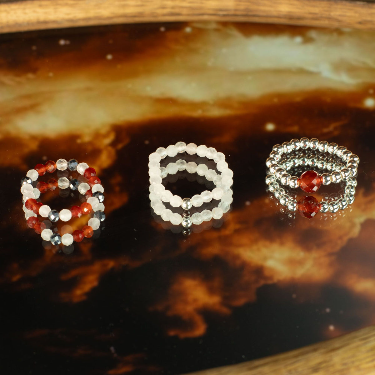 Nymph Spirit Gemstone Ring Set - Love & Flame