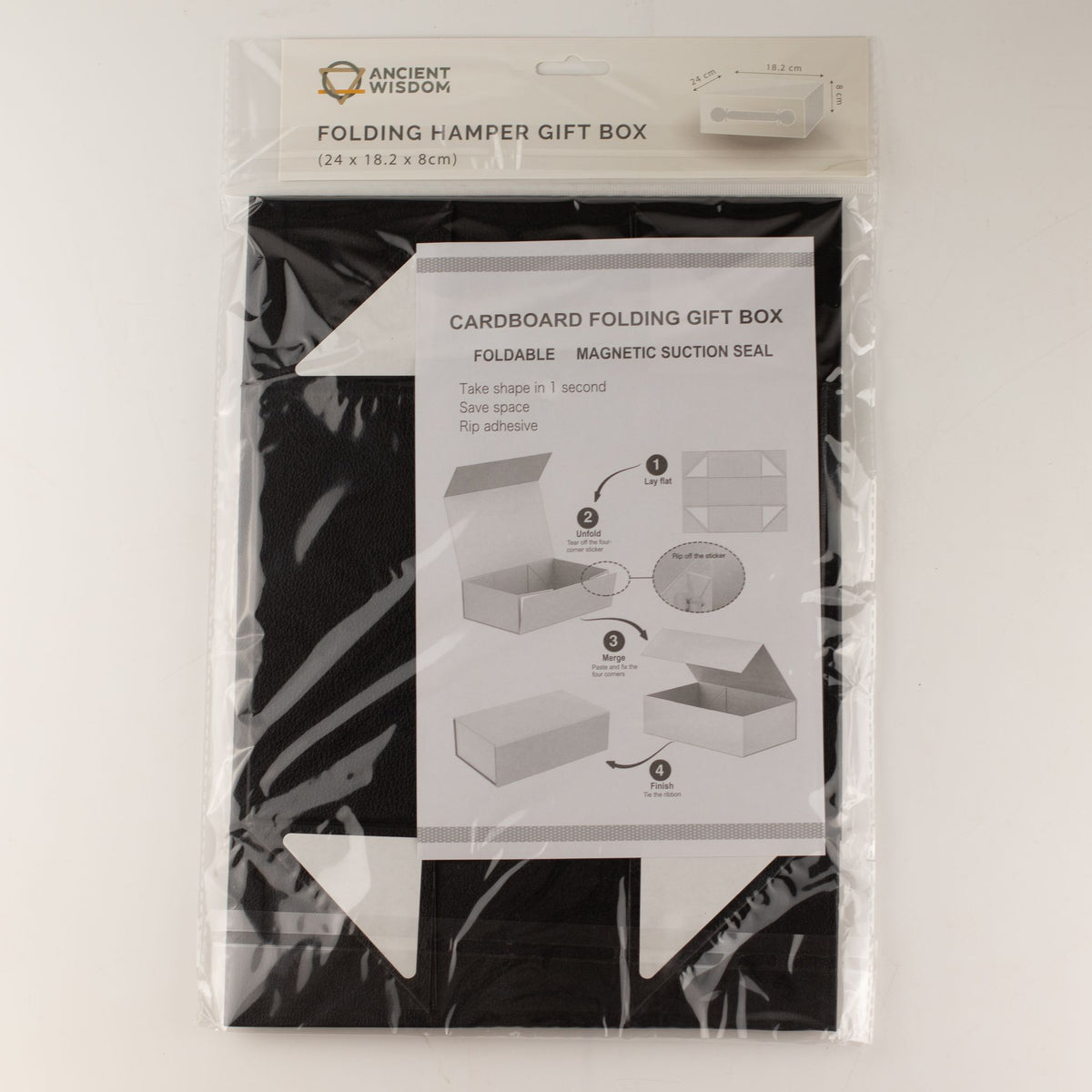Flat Pack Gift Box - Med Hamper  (24x18.2x8cm) - Black