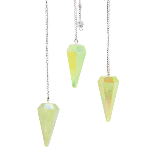 Six Sided Pendulum - Aurora Crystal Pale Green - 4cm