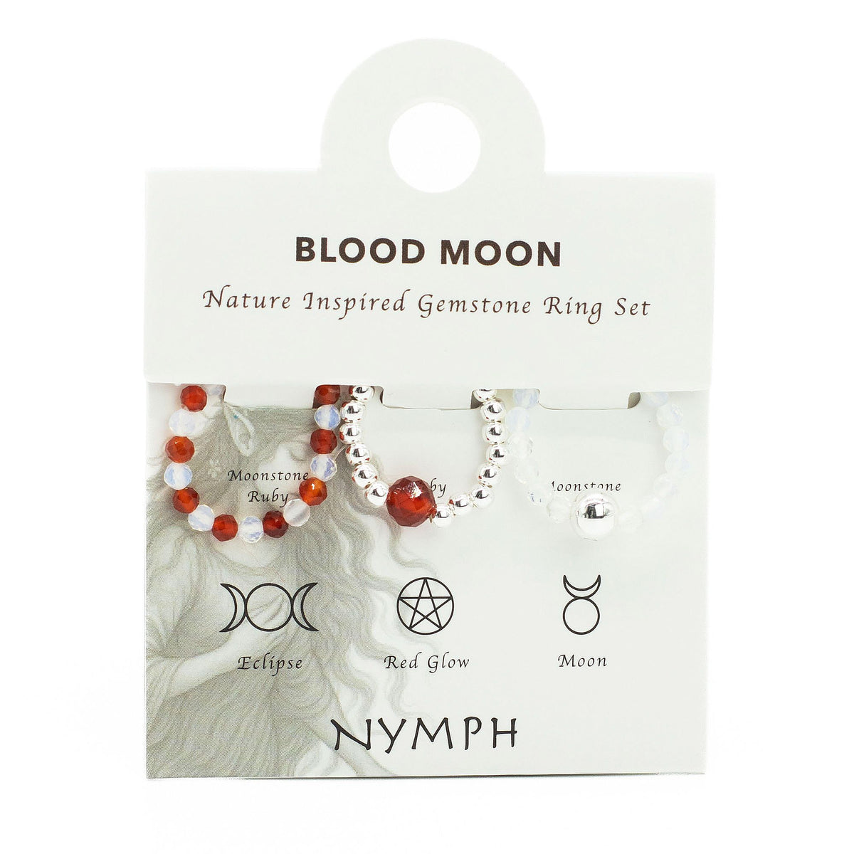 Nymph Spirit Gemstone Ring Set - Blood Moon