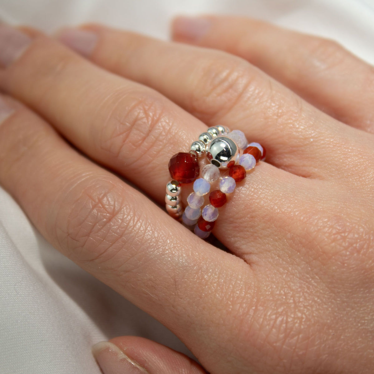 Nymph Spirit Gemstone Ring Set - Blood Moon