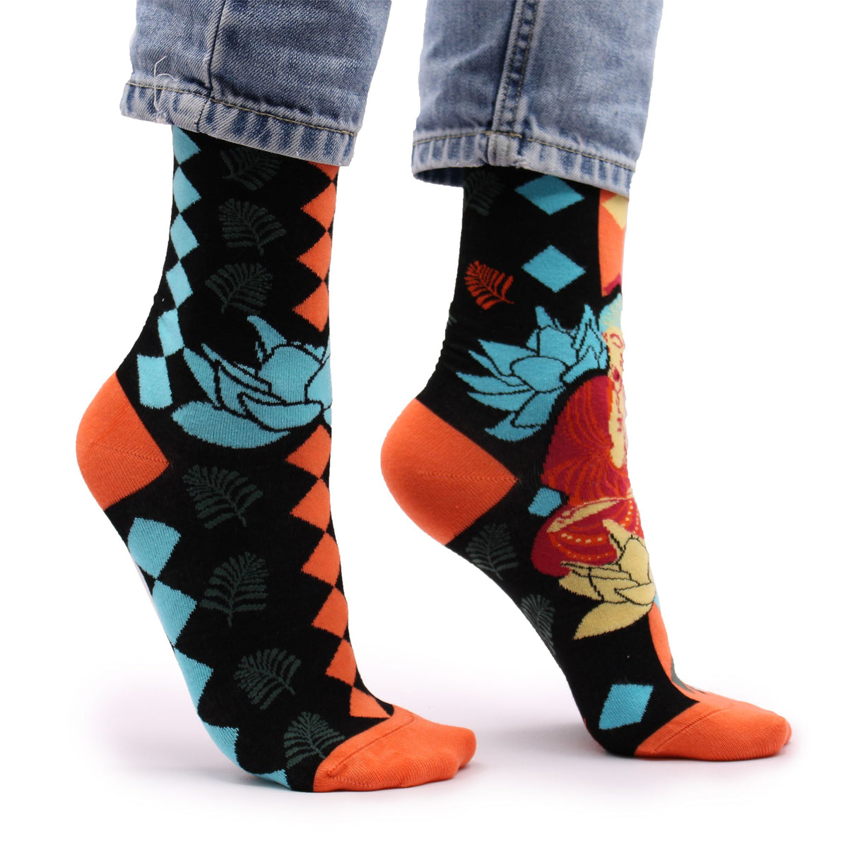 Hop Hare Bamboo Socks S/M - Blue Buddha & Lotus 