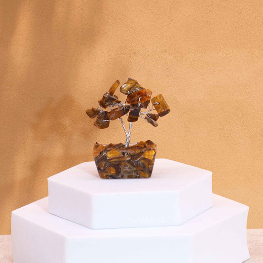 Mini Gemstone Tree On Orgonite Base - Tigereye (15 stones)
