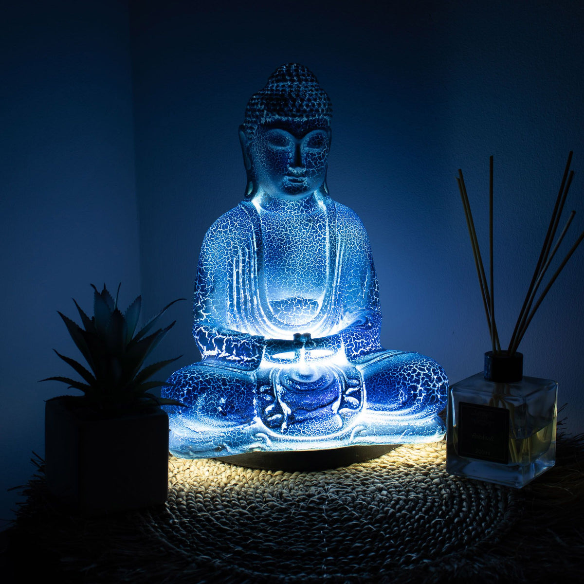 Meditation Buddha Lamp Sky Blue - Oval Stand