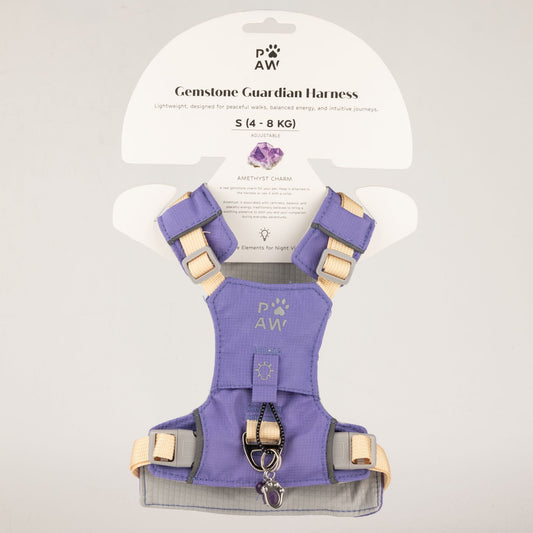 PAW - S (4-8Kg) Dog Step-in Guardian Harness with Reflective Mesh - Lavender - Amethyst Charm