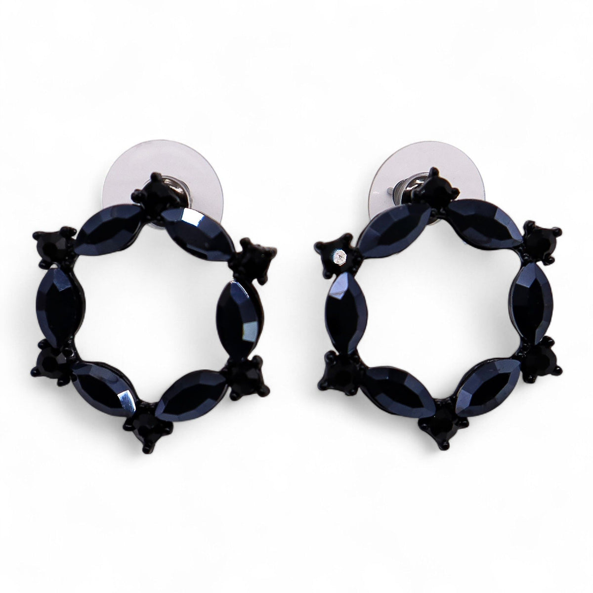 Jet Black - Vintage Glass - Loop - Earrings
