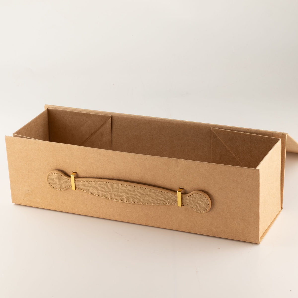 Flat Pack Gift Box - Wine Box Shape  (33.5x10x10.5cm) - Brown Craft