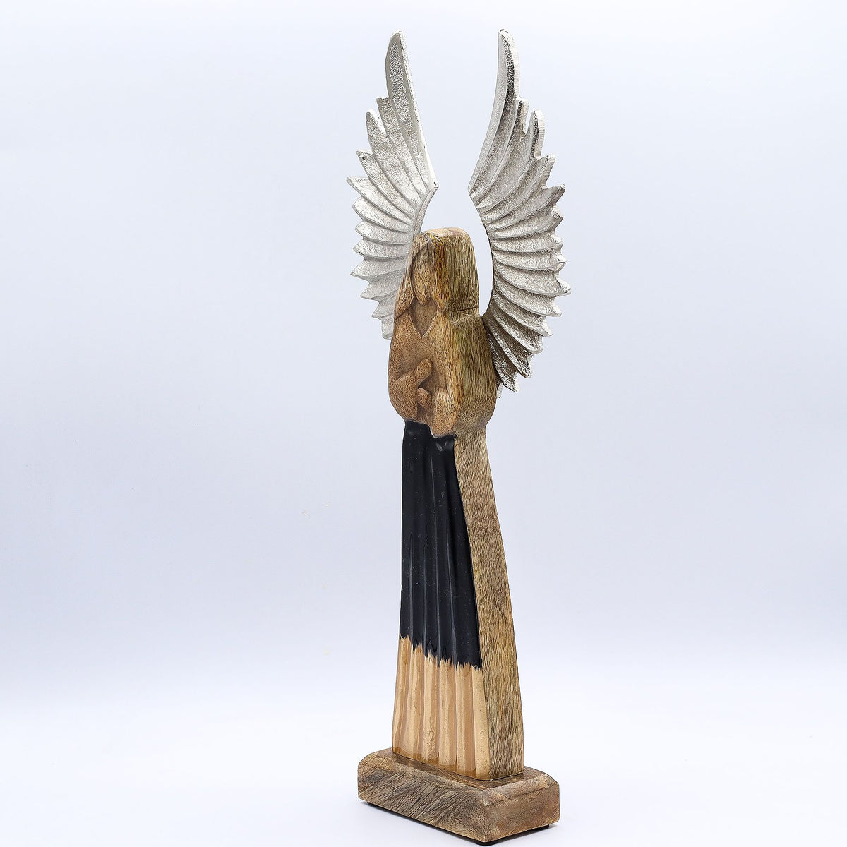 Large Mango Wood Gardian Angel Metal Wings & Enamel Detail