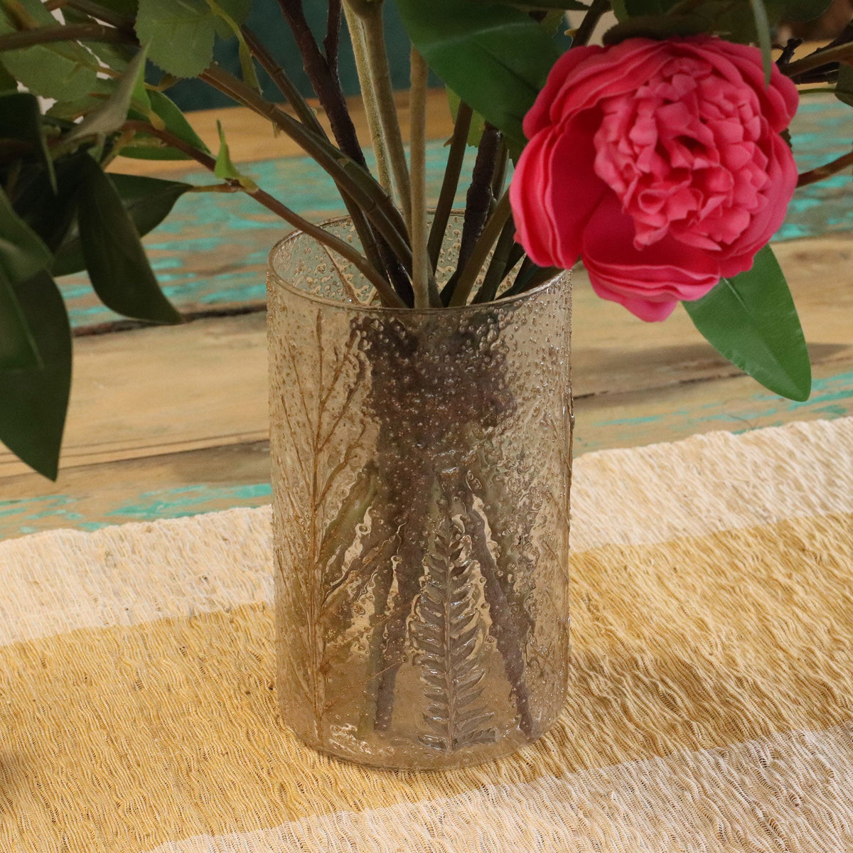 Natural Floral Glass - Tall Vase Candle Holder - Pino - (19x11cm)