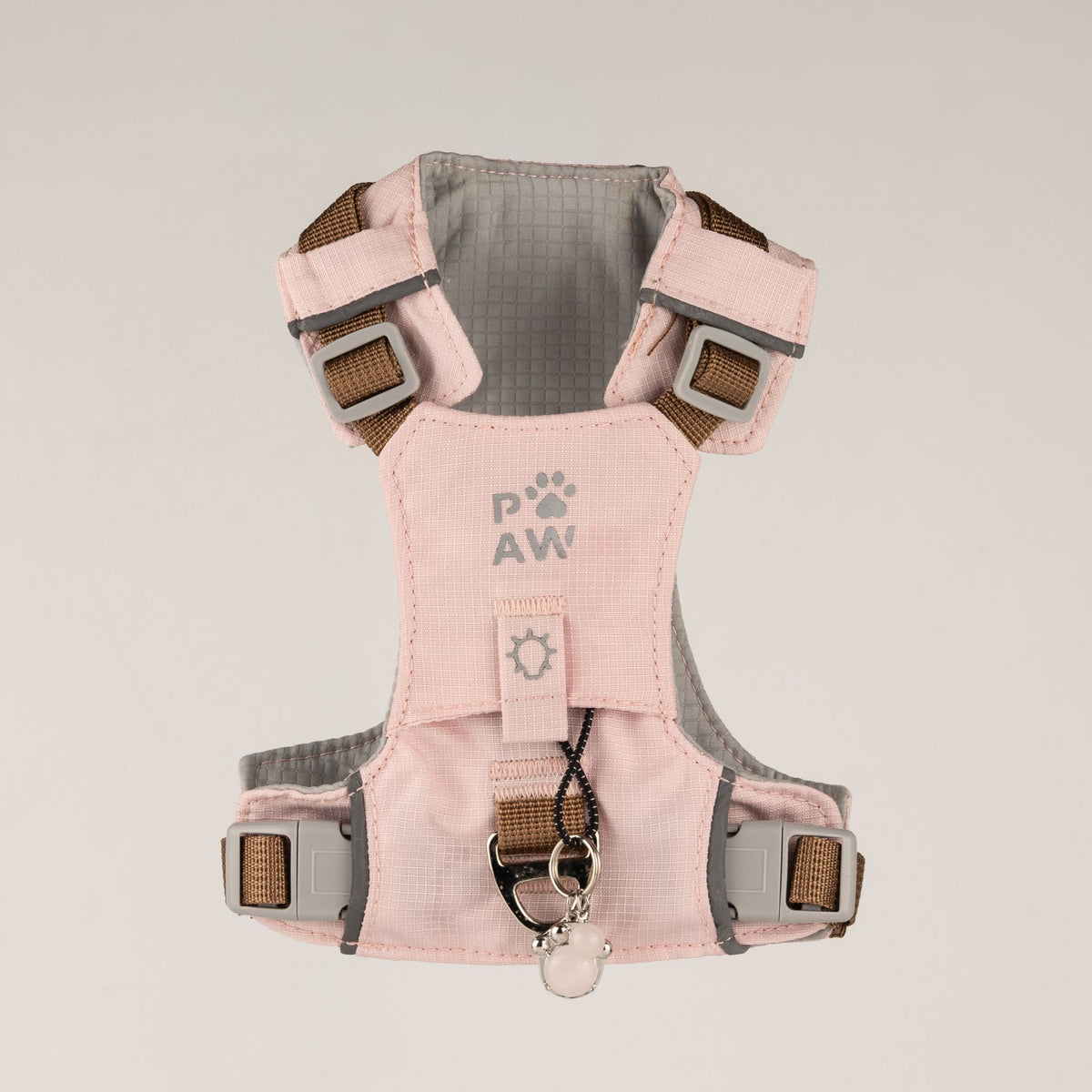 PAW - XS (2-4Kg) Dog Step-in Guardian Harness with Reflective Mesh - Soft Pink - Rose Quartz Charm