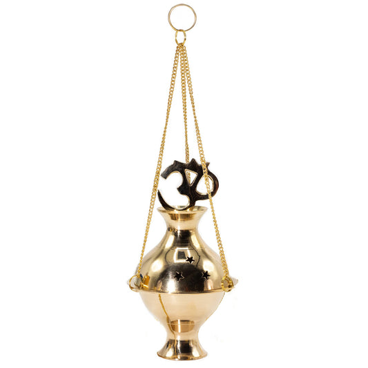 Hanging Brass Incense Burner - Om